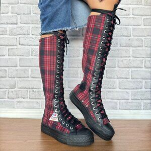❤️Converse Chuck Taylor Lift XXHi Platform Plaid 6.5 Women's Boots Black A17685C